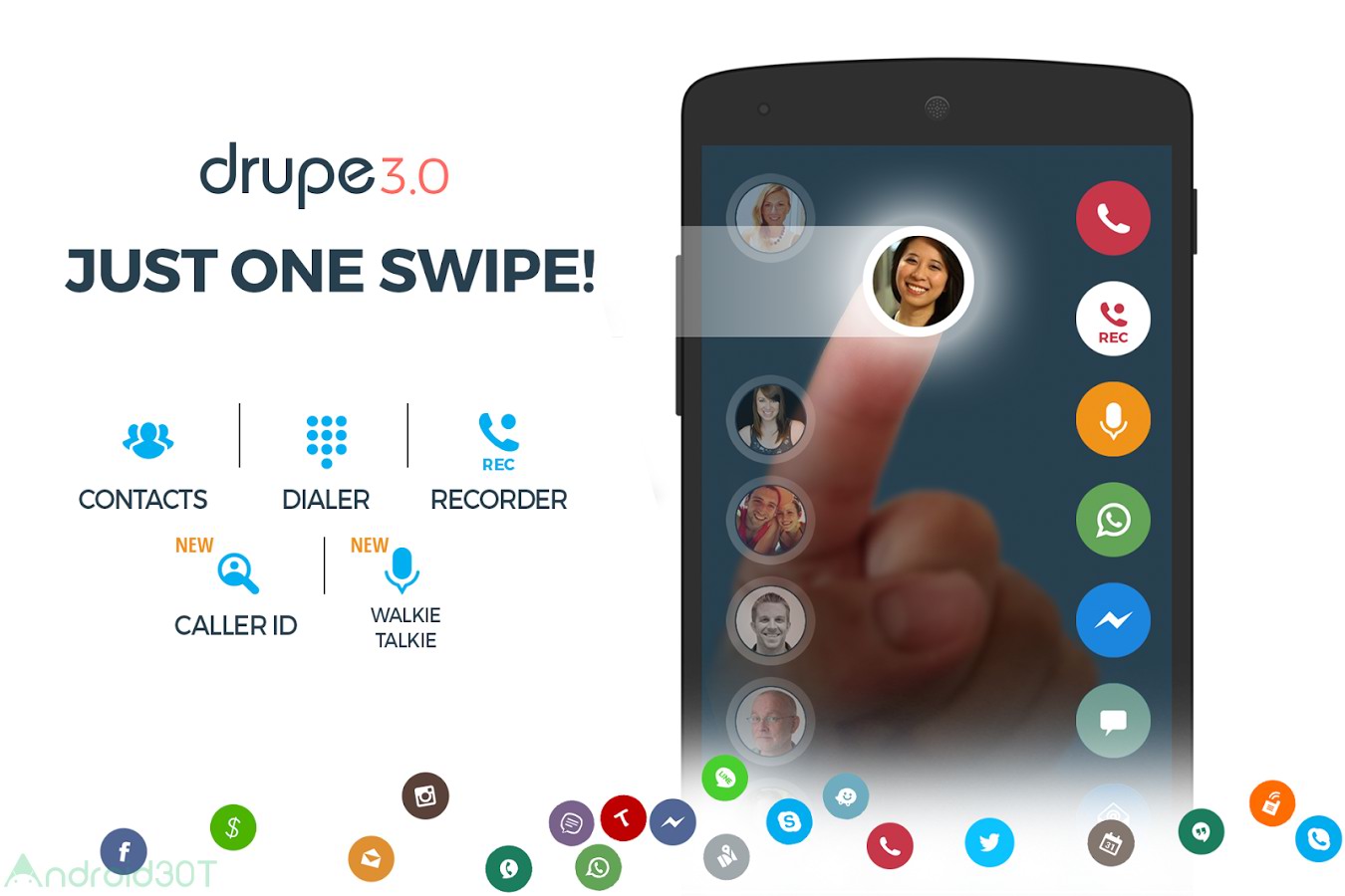 دانلود Contacts Phone Dialer: drupe 3.12.1-Rel – برنامه مدیریت تماس همه کاره اندروید