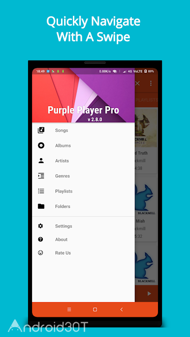 دانلود Purple Player Pro 3.2.3 – برنامه موزیک پلیر بنفش برای اندروید