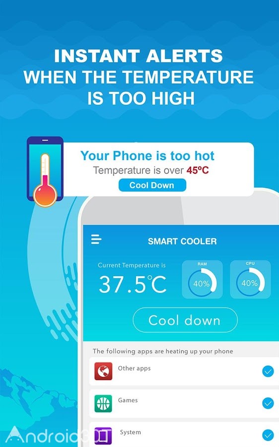 دانلود Phone Cooler Full 1.4 – برنامه کاهش دمای دستگاههای اندروید
