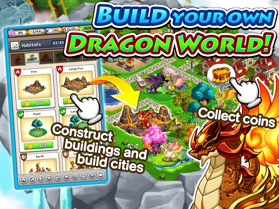 دانلود 1.5.38 Dragon x Dragon – City Sim Game – بازی شبیه سازی شهر اژدها اندروید
