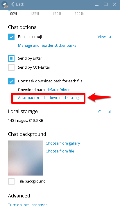 جلوگیری از دانلود اتوماتیک در تلگرام کامپیوتر + تصاویر
